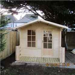 2m x 2m Premier Log Cabin With Fully Glazed Single Door and Single Window + Free Floor & Felt (19mm)