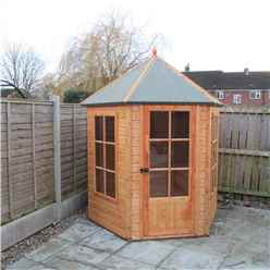 6ft x 7ft (1.87m x 2.16m) - Premier Pressure Treated Hexagonal Wooden Summerhouse - Single Door - 12mm T&G Walls & Floor