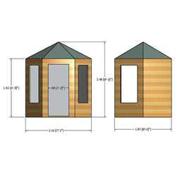 INSTALLED 6ft x 7ft (1.87m x 1.87m) - Premier Pressure Treated Hexagonal Wooden Summerhouse - Single Door - 12mm T&G Walls & Floor INSTALLATION INCLUDED