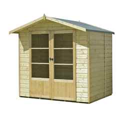 INSTALLED 7ft x 5ft (1.98m x 1.61m) - Premier Pressure Treated Wooden Summerhouse - 12mm T&G Walls & Floor INSTALLATION INCLUDED