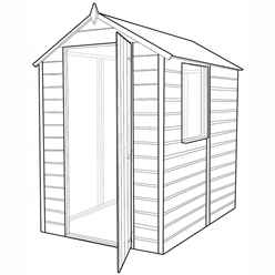 6ft x 4ft (1.82m x 1.2m) - Pressure Treated Tongue And Groove - Apex Garden Shed / Workshop - 1 Window - Single Door
