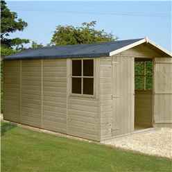 13ft X 7ft (3.96m X 2.15m) - Pressure Treated Tongue And Groove - Apex Garden Wooden Shed - Double Doors - 3 Opening Windows - 12mm Tongue And Groove Floor