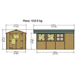 13ft X 7ft (3.96m X 2.15m) - Pressure Treated Tongue And Groove - Apex Garden Wooden Shed - Double Doors - 3 Opening Windows - 12mm Tongue And Groove Floor