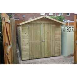 Installed 13ft X 7ft (3.96m X 2.15m) - Pressure Treated Tongue And Groove - Apex Garden Wooden Shed - Double Doors - 3 Opening Windows - 12mm Tongue And Groove Floor - Includes Installation