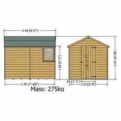 8ft X 6ft (2.39m X 1.83m) - Pressure Treated Tongue And Groove - Apex Workshop - 1 Opening Window - Single Door