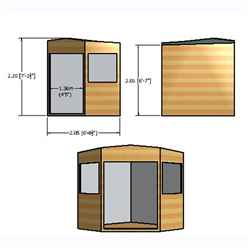 7ft x 7ft (2.09m x 2.09m) - Pressure Treated Tongue And Groove - Corner Shed - 2 Opening Windows - Double Doors - 12mm Tongue And Groove
