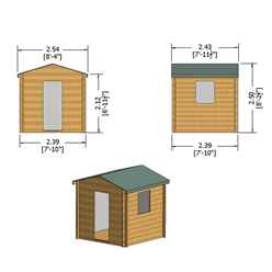 2.4m x 2.4m Premier Apex Log Cabin With Single Door and Opening Side Window + Free Floor & Felt (19mm)