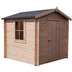 2.7m x 2.7m Premier Apex Log Cabin With Single Door and Opening Window + Free Floor & Felt (19mm) 