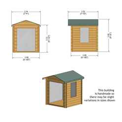 2m x 2m Premier Apex Log Cabin With Double Doors and Side Window + Free Floor & Felt (19mm) 