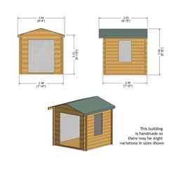 2.4m X 2.4m Premier Apex Log Cabin With Double Doors And Side Window + Free Floor & Felt (19mm)