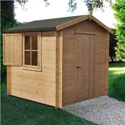 INSTALLED 2m x 2m Premier Apex Log Cabin With Single Door and Window Shutter + Free Floor & Felt (19mm) INSTALLATION INCLUDED