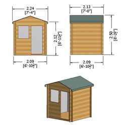 INSTALLED - 2m x 2m Premier Log Cabin With Half Glazed Single Door - Opening Window + Free Floor & Felt (19mm) INSTALLATION INCLUDED