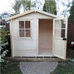 INSTALLED - 2.4m x 2.4m Premier Log Cabin With Half Glazed Single Door - Opening Window + Free Floor & Felt (19mm) INSTALLATION INCLUDED 