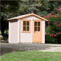 INSTALLED - 2.4m x 2.4m Premier Log Cabin With Half Glazed Single Door - Opening Window + Free Floor & Felt (19mm) INSTALLATION INCLUDED 