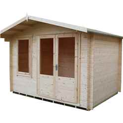 INSTALLED - 3.3m x 3m Premier Log Cabin With Half Glazed Double Doors + Single Window + Free Floor & Felt (19mm) INSTALLATION INCLUDED