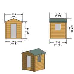 INSTALLED -  2m x 2m Premier Apex Log Cabin With Single Door and Opening Window + Free Floor & Felt (19mm) INSTALLATION INCLUDED 