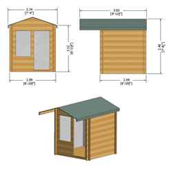 INSTALLED -  2m x 2m Premier Apex Log Cabin With Interchangeable Door and Window + Free Floor & Felt (19mm) INSTALLATION INCLUDED 