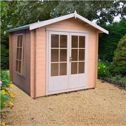INSTALLED - 2m x 2m Premier Apex Log Cabin With Double Doors and Side Window + Free Floor & Felt (19mm) INSTALLATION INCLUDED