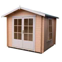 INSTALLED - 2.4m x 2.4m Premier Apex Log Cabin With Double Doors and Side Window + Free Floor & Felt (19mm) INSTALLATION INCLUDED