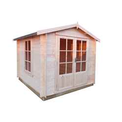 INSTALLED - 2.4m x 2.4m Premier Apex Log Cabin With Double Doors and Side Window + Free Floor & Felt (19mm) INSTALLATION INCLUDED