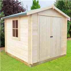 INSTALLED - 2m x 2m Premier Apex Log Cabin With Double Doors + Side Window + Free Floor & Felt (19mm) INSTALLATION INCLUDED