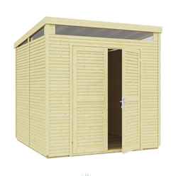 8ft x 8ft Pent Security Shed - Double Doors - 19mm Tongue and Groove Walls & Floor