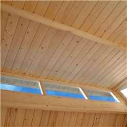7ft x 7ft Skylight Shed - Double Doors - 19mm Tongue + Groove Walls, Floor + Roof - Painted Light Grey