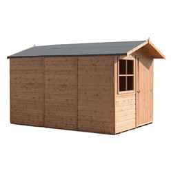 10ft x 7ft  (2.97m x 2.05m) - Tongue And Groove - Apex Garden Wooden Shed / Workshop - 1 Window - Single Door - 12mm Tongue and Groove Floor