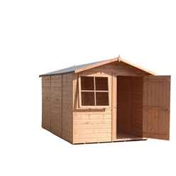 10ft x 7ft  (2.97m x 2.05m) - Tongue And Groove - Apex Garden Wooden Shed / Workshop - 1 Window - Single Door - 12mm Tongue and Groove Floor