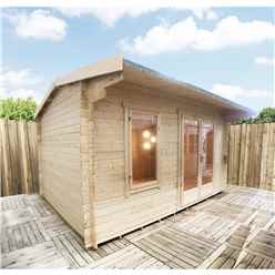 2.4m x 3m Premier Reverse Apex Home Office Log Cabin (Single Glazing) - Free Floor & Felt (34mm) 