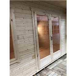 3.6m x 4.8m Premier Reverse Apex Home Office Log Cabin (Single Glazing) - Free Floor & Felt (28mm) 