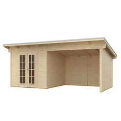 5.9mm x 3.1m Oasis Log Cabin and Entertainment Area - 28mm Wall Thickness  (19ft x 10ft)