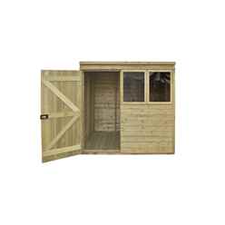 7ft X 5ft (2.01m X 1.62m) Pressure Treated Pent Tongue And Groove Shed With Single Door And 2 Windows