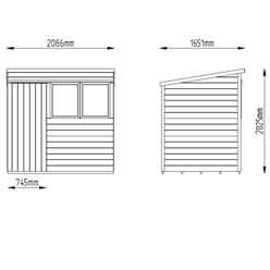7ft X 5ft (2.01m X 1.62m) Pressure Treated Pent Tongue And Groove Shed With Single Door And 2 Windows