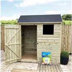 7ft X 5ft Reverse Apex Premier Pressure Treated Tongue & Groove Shed + 1 Window + Higher Eaves & Ridge Height + Single Door + Safety Toughened Glass