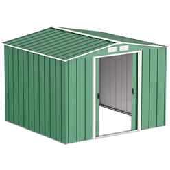 OOS - AWAITING RETURN TO STOCK DATE - 8ft x 8ft Value Apex Metal Shed - Green (2.62m x 2.42m)