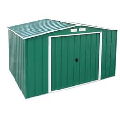 OOS - AWAITING RETURN TO STOCK DATE - 10ft x 8ft Value Apex Metal Shed - Green (3.22m x 2.42m)