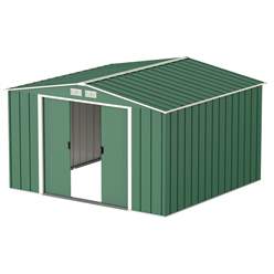 10ft x 10ft Value Apex Metal Shed - Green (3.22m x 3.02m)
