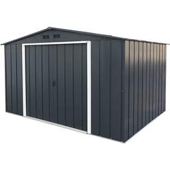 OOS - AWAITING RETURN TO STOCK DATE - 10ft x 10ft Value Apex Metal Shed - Anthracite Grey (3.22m x 3.02m)