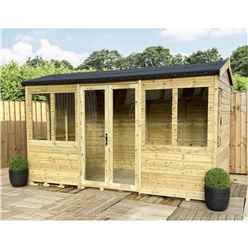 10ft X 6ft Reverse Pressure Treated Tongue & Groove Apex Summerhouse With Higher Eaves And Ridge Height + Toughened Safety Glass + Euro Lock With Key + Super Strength Framing