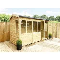 10ft x 6ft REVERSE Pressure Treated Tongue & Groove Apex Summerhouse with Higher Eaves and Ridge Height + Toughened Safety Glass + Euro Lock with Key + SUPER STRENGTH FRAMING