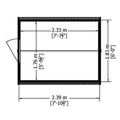 8ft X 6ft  (2.39m X 1.83m) - Super Value Overlap - Apex Wooden Garden Shed - 2 Windows - Single Door