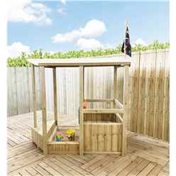 6ft X 3ft Pirate Ship And Sandpit Playhouse (includes Ship Steering Wheel, Chalk Board, 2 Bags Of Sand And Pirate Flag)