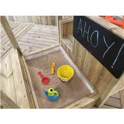 6ft X 3ft Pirate Ship And Sandpit Playhouse (includes Ship Steering Wheel, Chalk Board, 2 Bags Of Sand And Pirate Flag)