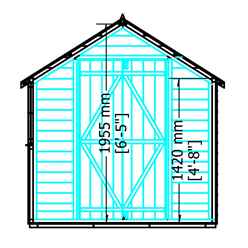 8ft X 6ft  (2.39m X 1.83m) - Super Value Overlap - Apex Wooden Garden Shed - 2 Windows - Double Doors
