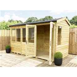 8ft X 6ft Reverse Pressure Treated Tongue & Groove Apex Summerhouse With Higher Eaves And Ridge Height + Toughened Safety Glass + Euro Lock With Key + Super Strength Framing