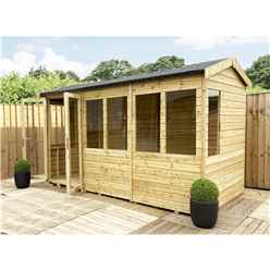 8ft X 7ft Reverse Pressure Treated Tongue & Groove Apex Summerhouse With Higher Eaves And Ridge Height + Toughened Safety Glass + Euro Lock With Key + Super Strength Framing
