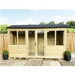 10ft x 8ft REVERSE Pressure Treated Tongue & Groove Apex Summerhouse with Higher Eaves and Ridge Height + Toughened Safety Glass + Euro Lock with Key + SUPER STRENGTH FRAMING