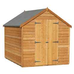 Installed 8ft X 6ft  (2.39m X 1.83m) - Super Value Overlap - Apex Wooden Garden Shed - 2 Windows - Double Doors - 10mm Solid Osb Floor Installation Included