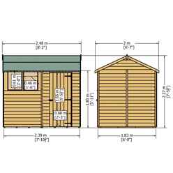 8ft x 6ft (2.39m x 1.83m) - Reverse - Super Value Overlap - Apex Wooden Shed - 1 Window - Single Door